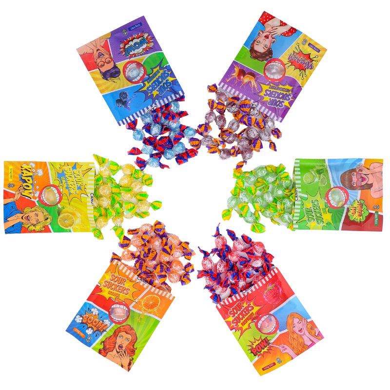 SOUR SUCKERS on Floor Stand - 6 Flavours / 144 Bags