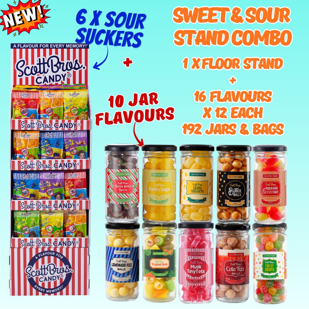 Floor Stand + 16 Sweet &amp; Sour Flavours - 192 Jars &amp; Bags