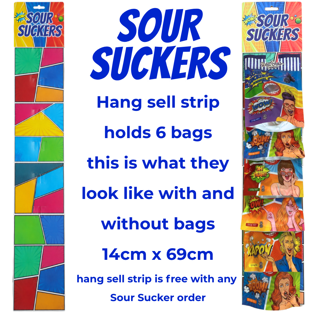 Sour Suckers Hang Sell Strip 14 x 69 cm