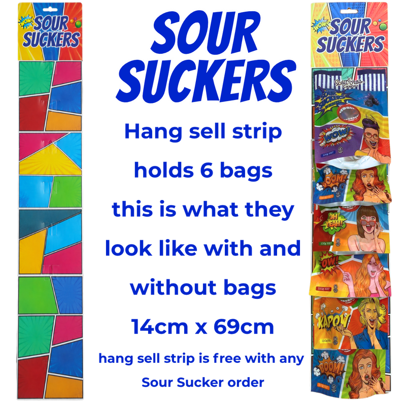 Sour Suckers Hang Sell Strip 14 x 69 cm