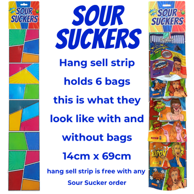 Sour Suckers Hang Sell Strip 14 x 69 cm