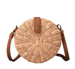 Wicker Straw Round Shoulder Bag