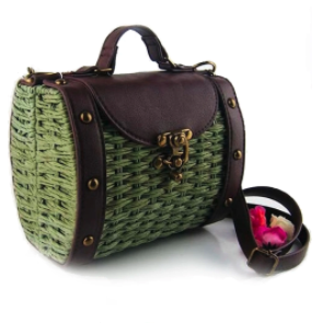 Womens Vintage Look Wicker Straw Handbag