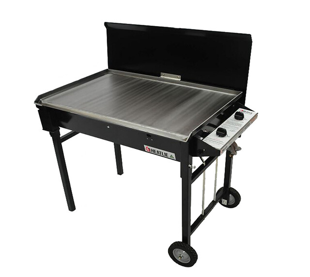 HEATLIE 850 POWDER COATED BLACK | MOBILE FLAT PLATE BBQ WITH LID