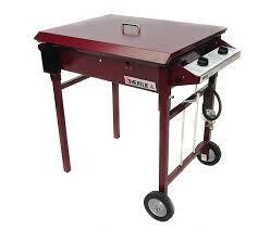 HEATLIE 850 POWDER COATED CLARET | MOBILE FLAT PLATE BBQ WITH LID