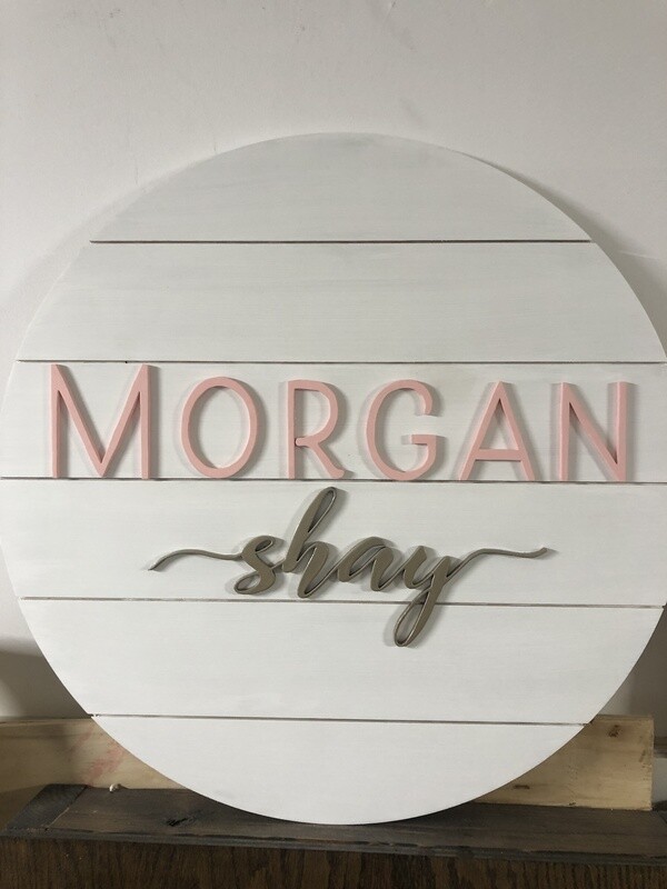 Round Wood Name Sign