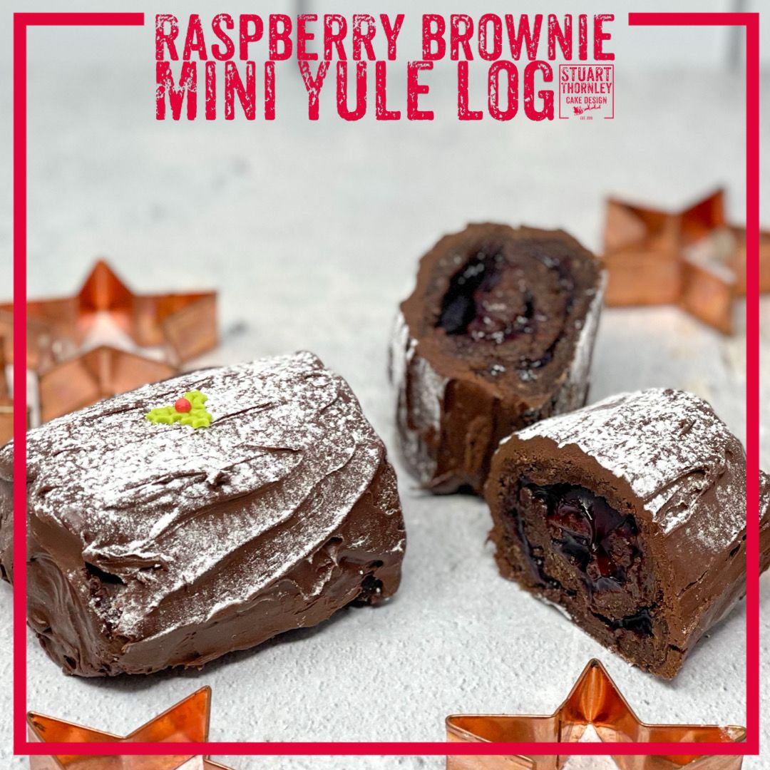 Raspberry Brownie Mini Yule Log