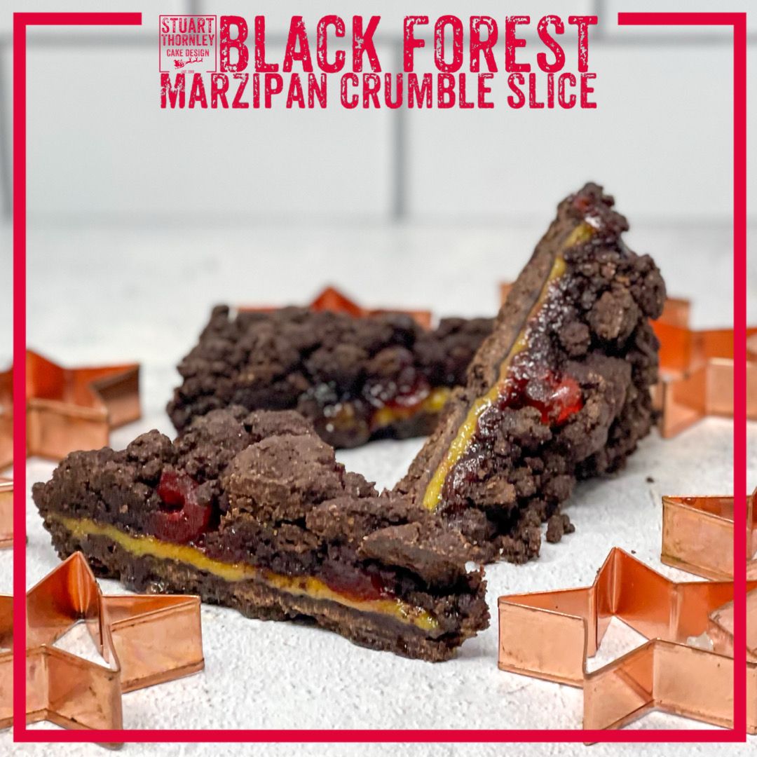 Black Forest Marzipan Crumble Slice