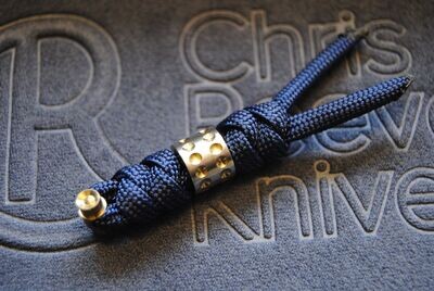 Midnight Blue Lanyard /Silver with Gold Dotted Bead For Small Sebenza 21 & 31