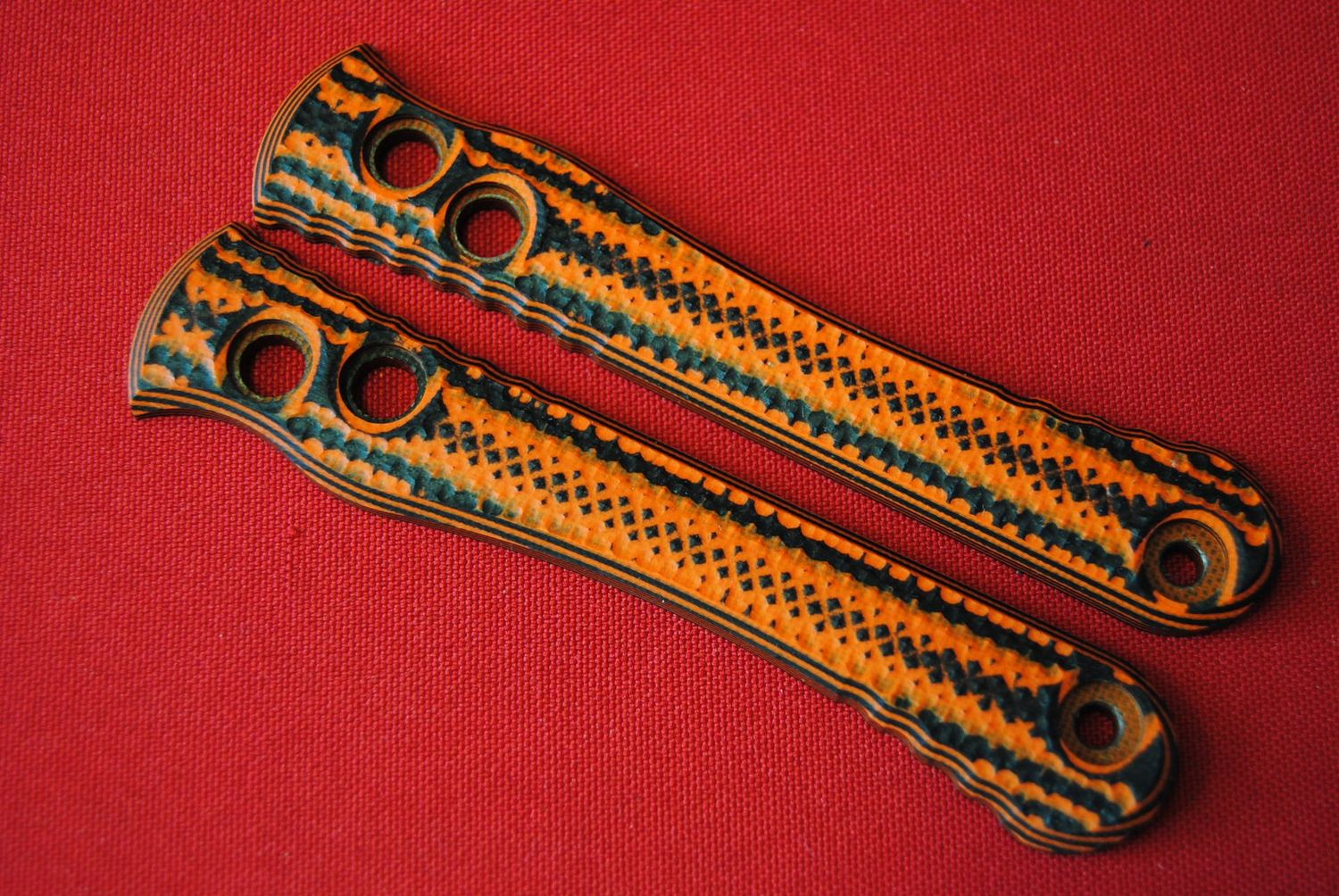 Joseph Laietra-Replacement Scale-G10 Orange & Black Diamond