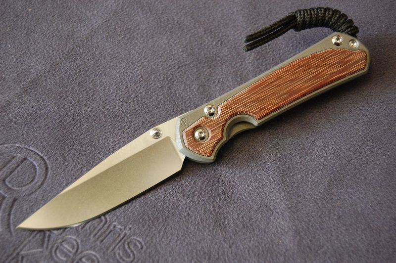 Small Sebenza-Right Hand-Drop Point Blade-Natural Canvas Micarta-Silver Hardware.Sandblasted