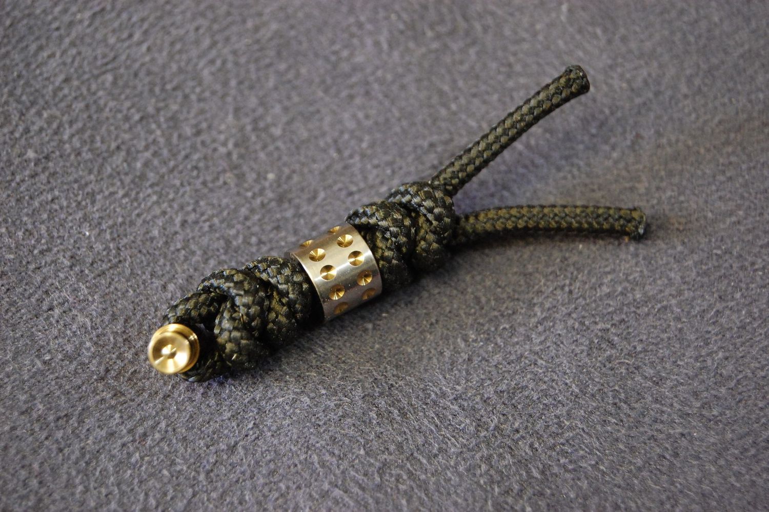 Lanyard-Black Knotted Cord-Silver Bead-Gold Dots & Pin L21-L31 & Umnumzaan.
