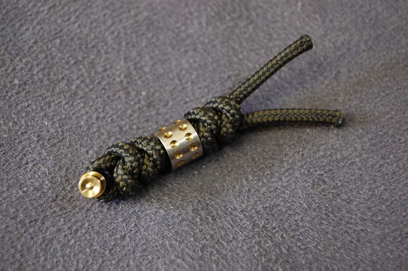 Lanyard-Black Knotted Cord-Silver Bead-Gold Dots & Pin L21-L31 & Umnumzaan.
