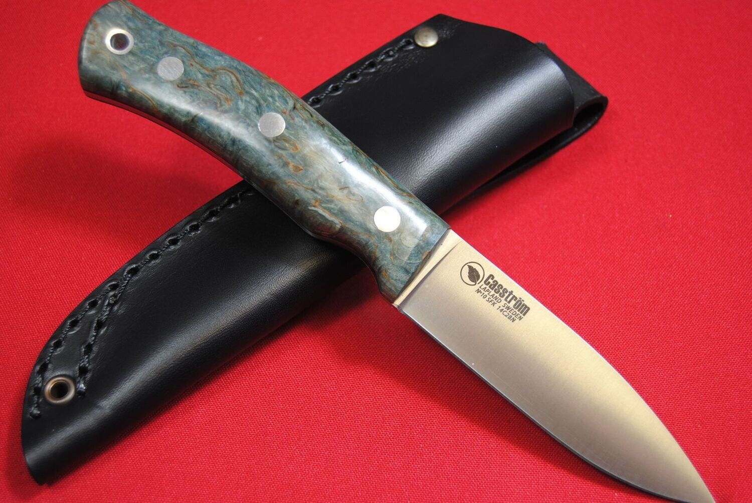 Casstrom No 10- Swedish Forest Knife-Stabilised Blue Birch. Casstrom No 10- Swedish Forest Knife-Stabilised Blue Birch.