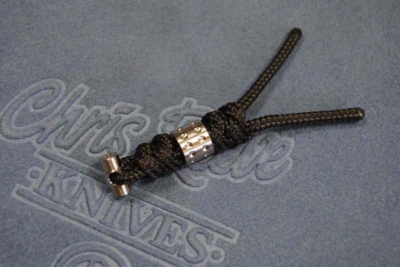 Lanyard-Black Knotted Cord- Silver Dotted Bead & Pin-  Large Sebenza 21 & 31- Umnumzaan