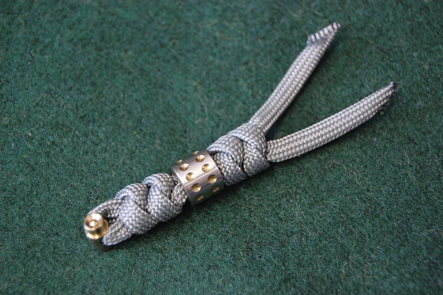 Charcoal Knotted Lanyard-Gold Dot Bead-Gold Pin.