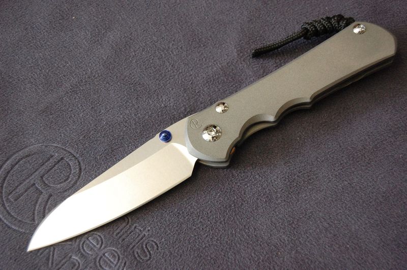 Large Inkosi-Plain Scale-Right Hand-Sandblast Finish-Blue Hardware-Black Knotted Lanyard.