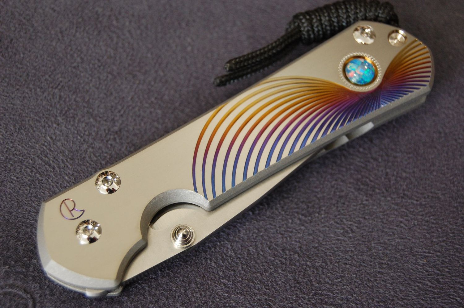 Large 31-Right Hand-Unique Graphic-Triple Mosaic Opal Cabochon-Silver Hardware-Polished Blade Large 31-Right Hand-Unique Graphic-Triple Mosaic Opal Cabochon-Silver Hardware-Polished Blade