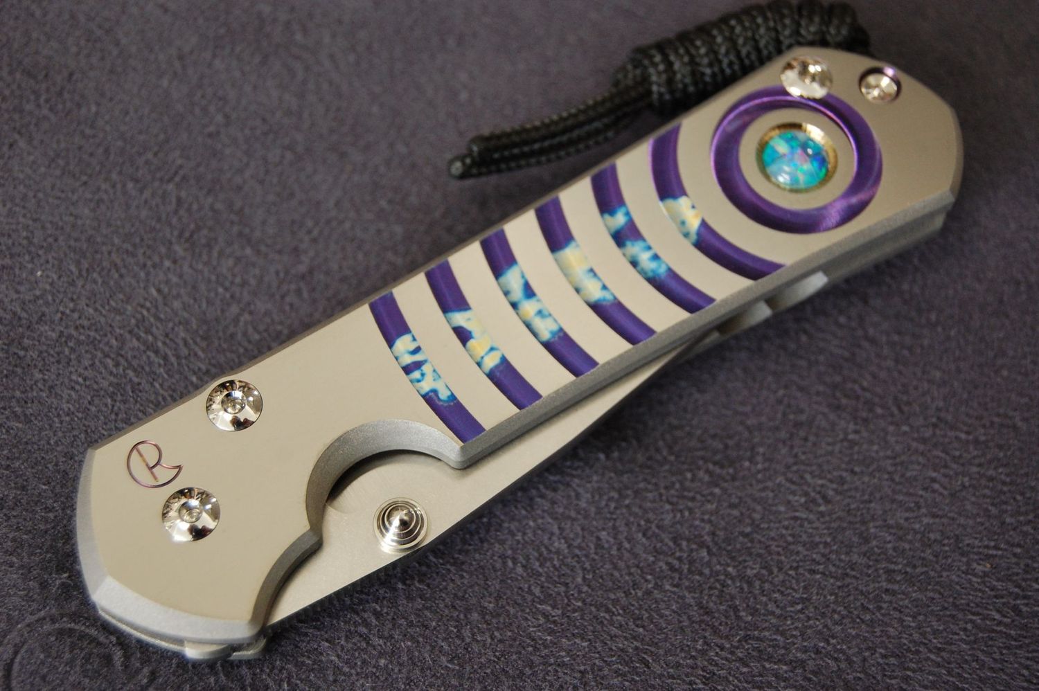 Large 31-Right Hand-Unique Graphic-Triple Mosaic Opal Cabochon-Silver Hardware-Polished Blade Large 31-Right Hand-Unique Graphic-Triple Mosaic Opal Cabochon-Silver Hardware-Polished Blade