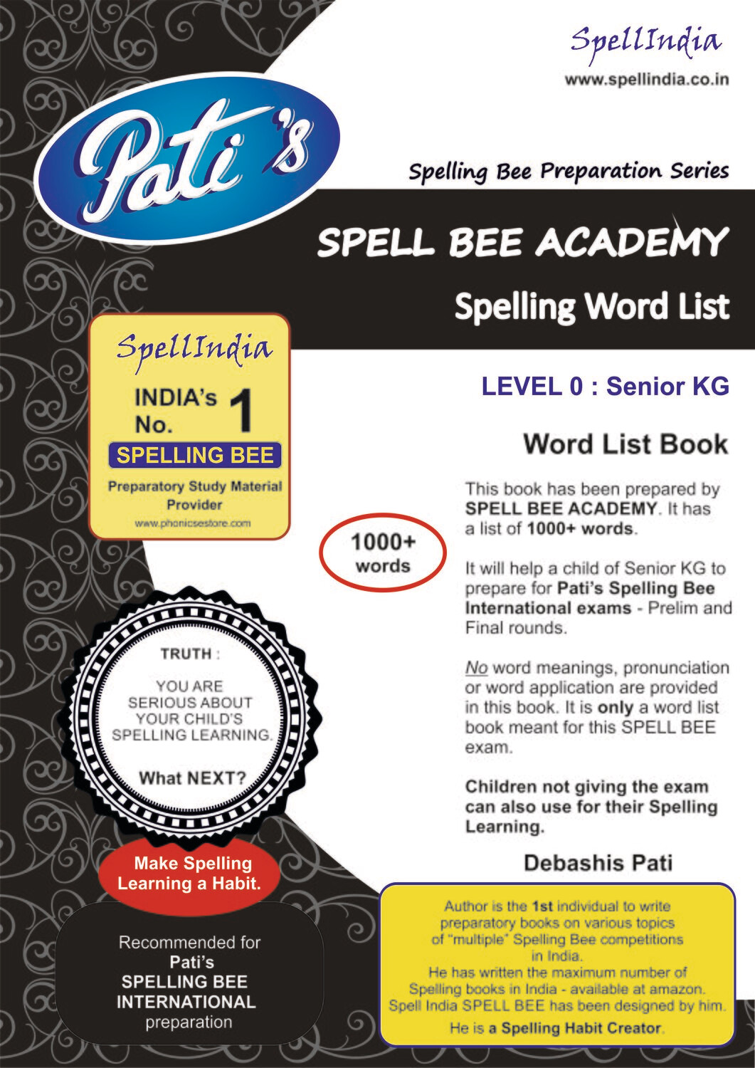 SPELL BEE ACADEMY : Spelling - Spell Bee - WORD LIST Book for Senior KG exam