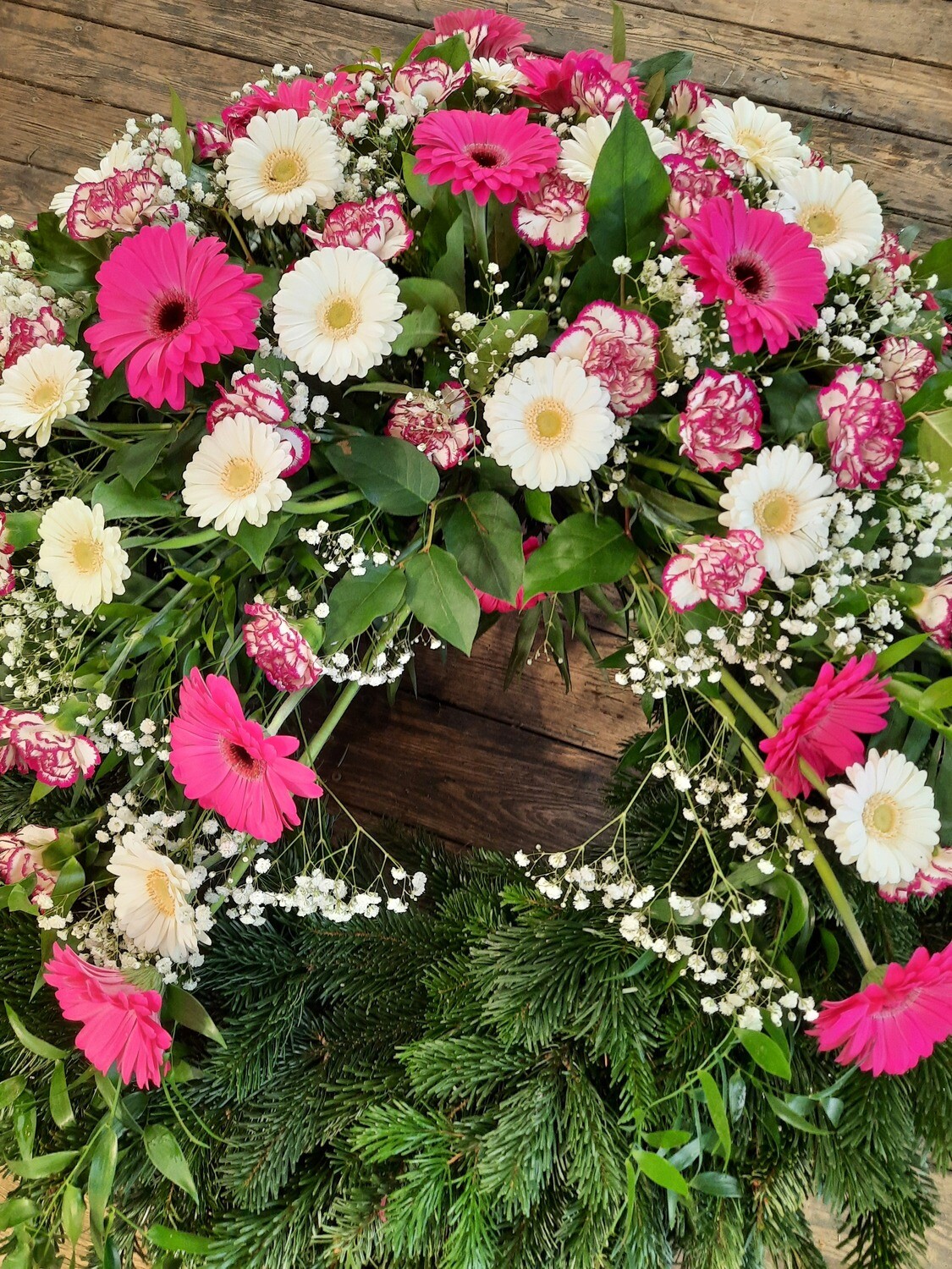 Trauerkranz Gerbera und Nelken zweifärbig