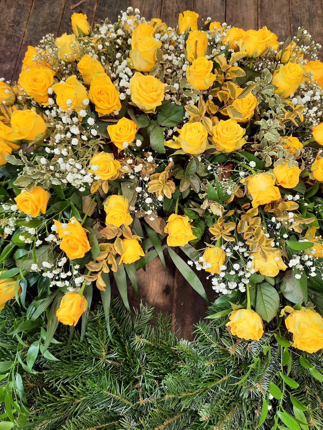 Trauerkranz Rosen einfärbig