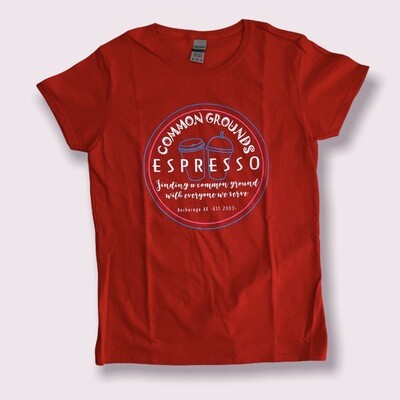 Womans Red T-shirt w round logo