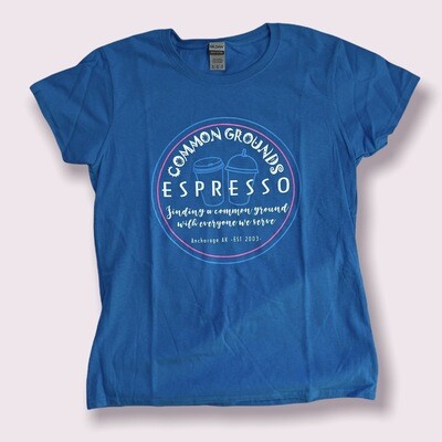Womans Sapphire Blue T-Shirt w round logo