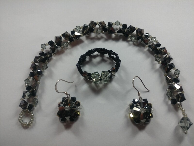 Black &amp; Silver Swarovski Crystal Jewelry Set