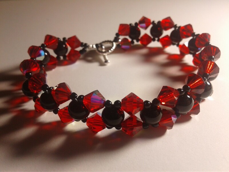 Black and Red Swarovski Crystal Bracelet