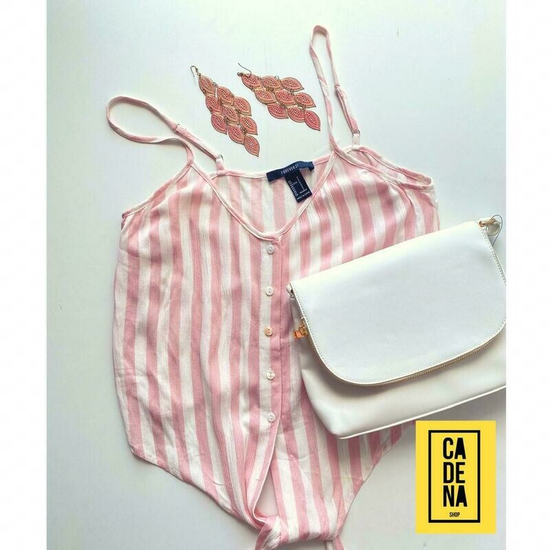 Blusa de rayas rosada