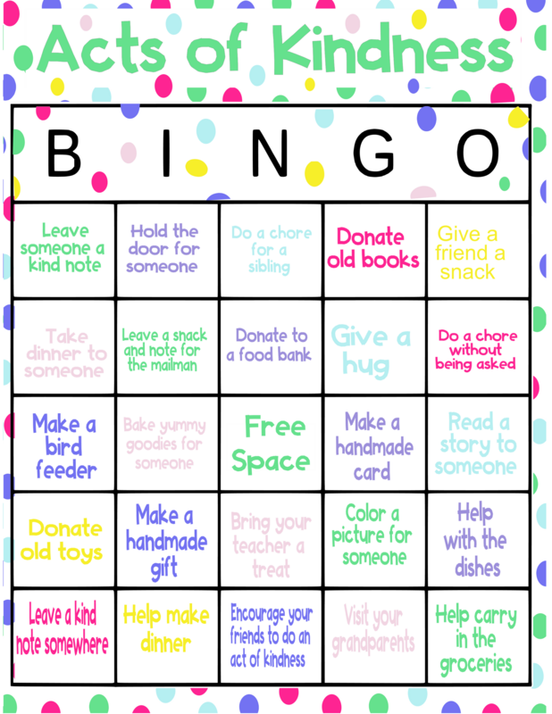 Acts of Kindness Bingo Card