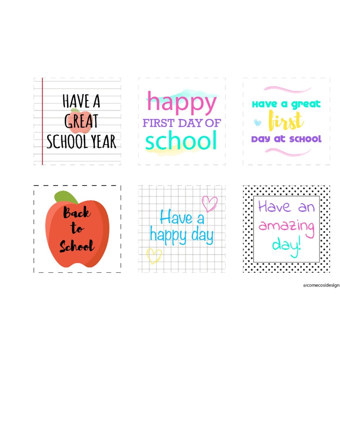 Back to School Lunch Box Notes