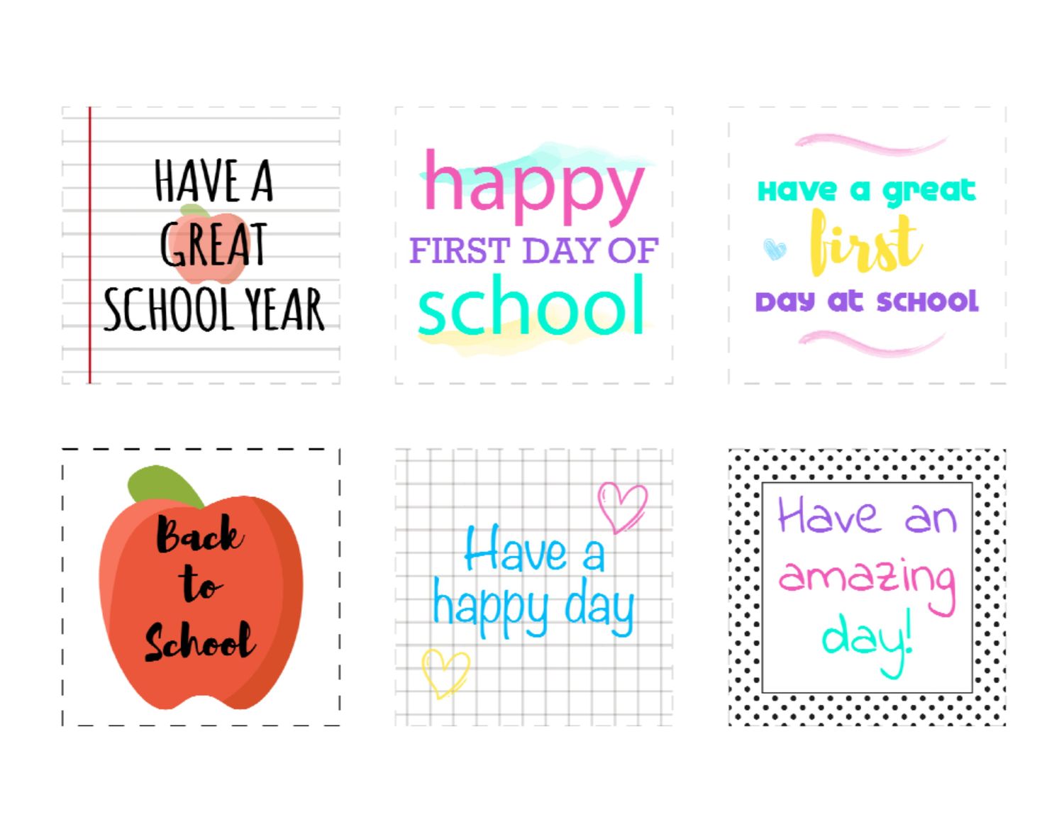 Back to School Lunch Box Notes