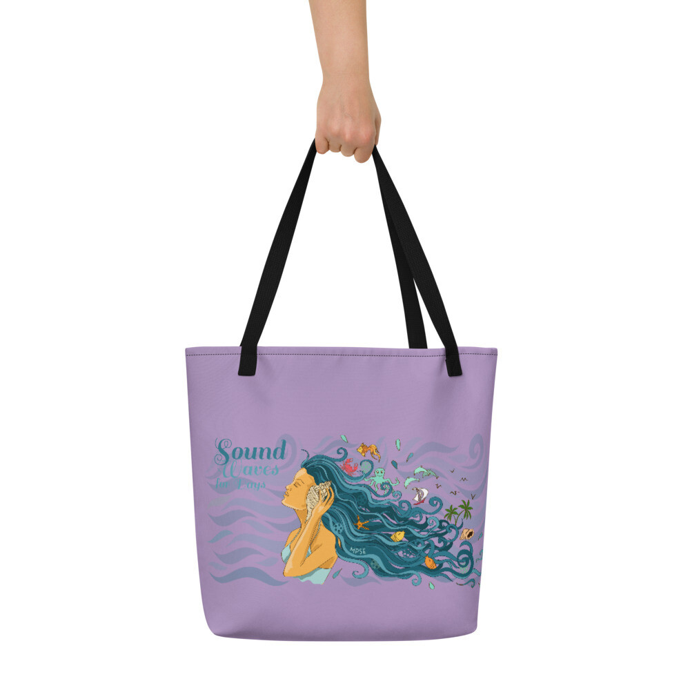 Sound Waves for Days Beach Bag - Purple