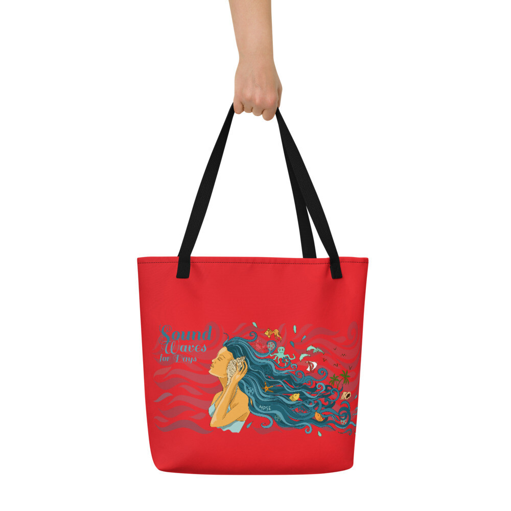 Sound Waves for Days Beach Bag - Red