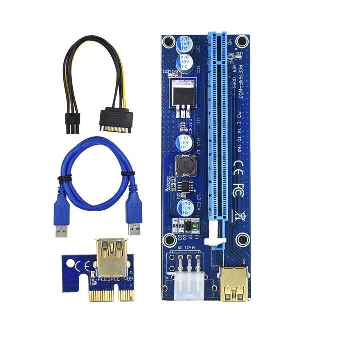 Adapter Extender Riser Card VER009S, USB 3.0 PCI-E 1x to 16x, LED indikacija