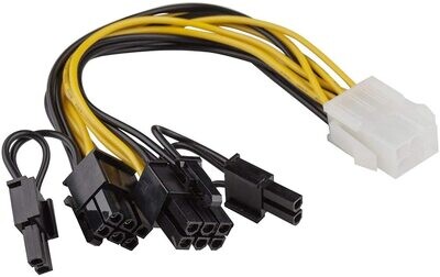 6-pin PCIe splitter cable 1-x 6-pin female / 2-x 6+2-pin male