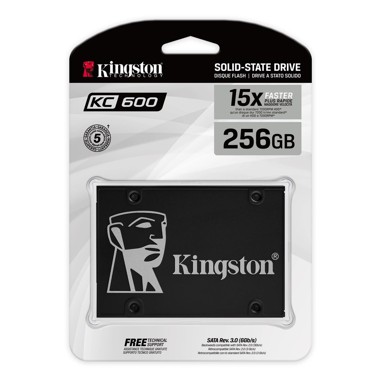 KINGSTON KC600 256GB SSD, 2.5” 7mm, SATA 6 Gb/s, Read/Write: 550 / 500 MB/s