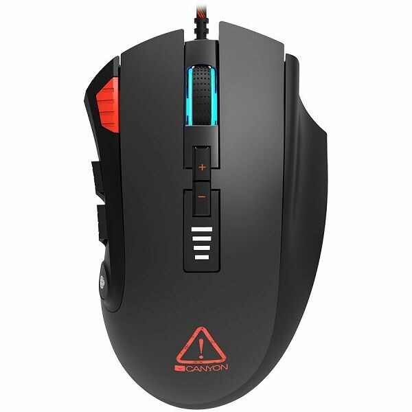 CANYON,Gaming Mouse with 12 programmable buttons, Sunplus 6662 optical sensor, 6 levels of DPI and up to 5000, 10 million times key life