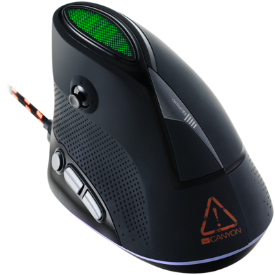 Wired Vertical Gaming Mouse with 7 programmable buttons, Pixart optical sensor, 6 levels of DPI and up to 4800, 2 million times key life