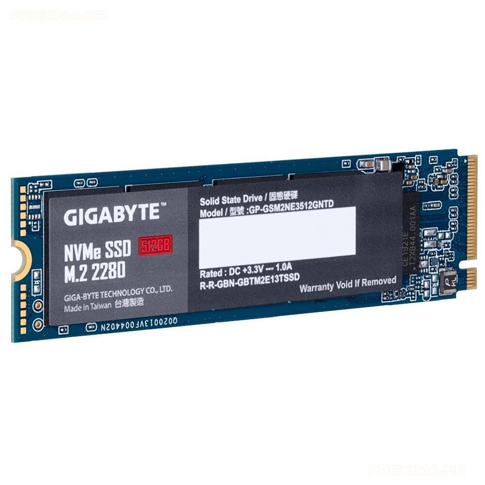 GIGABYTE SSD 512GB, M.2 2280, NVMe 1.3 PCI-Express 3.0 x4, 3D NAND TLC, 1700MBs/1550MBs