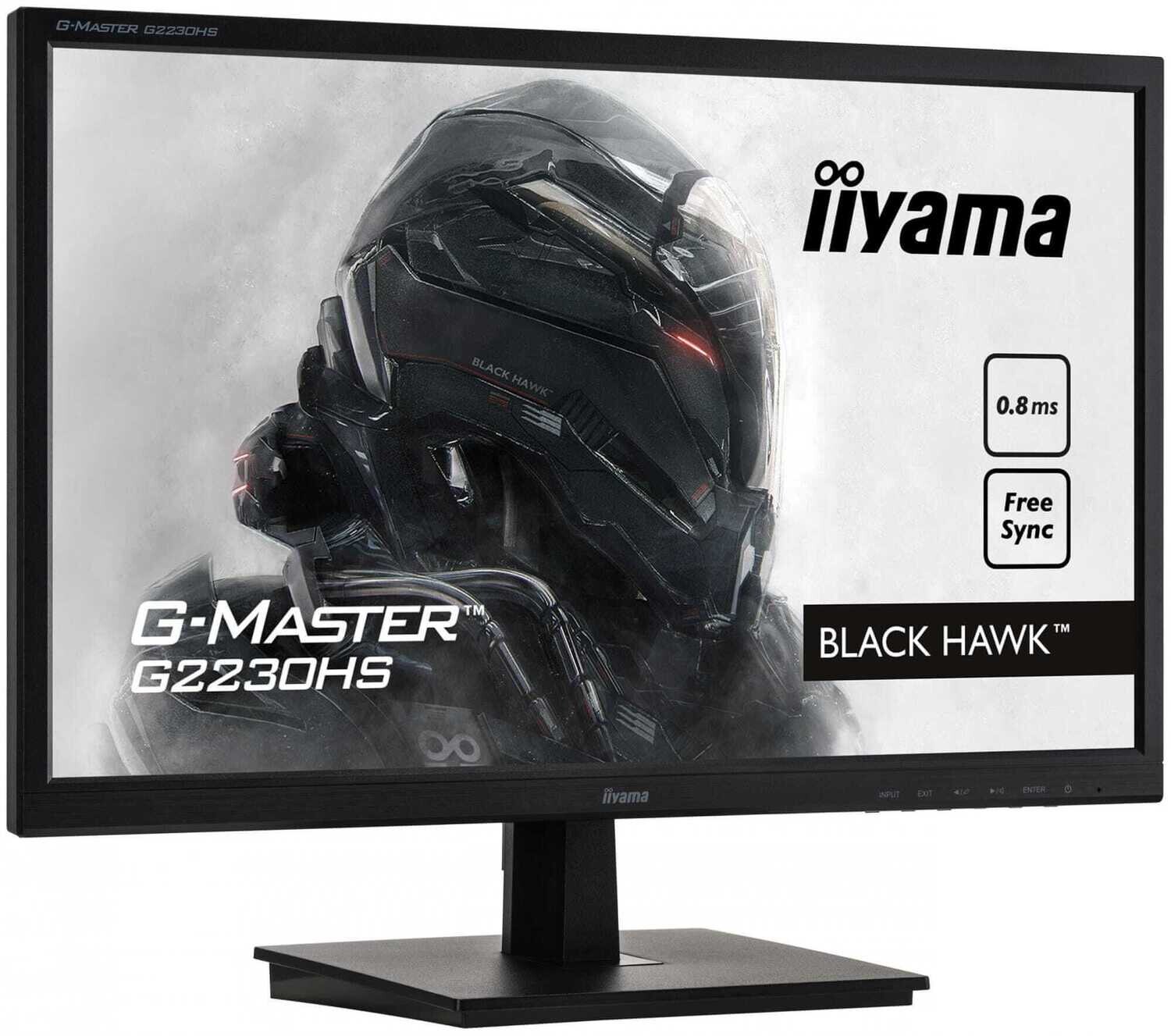 Iiyama 21,5" Gaming, G-Master Black Hawk, FreeSync, 1920x1080@75Hz, 250cd/m², DVI, HDMI, 0,8ms, Speakers, Black Tune