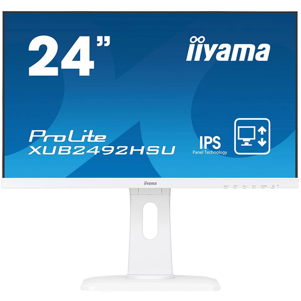 IIYAMA Monitor Prolite, 24" WHITE, ETE ULTRA SLIM LINE , 1920x1080, ETE IPS-panel, 13cm Height Adj. Stand, Pivot, 250 cd/m², Speakers, VGA, HDMI, DisplayPort, 4ms