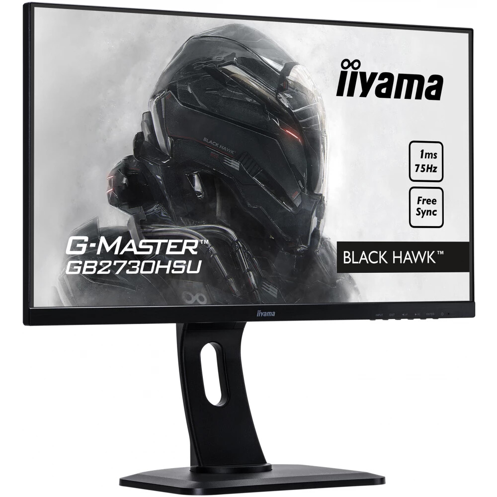 IIYAMA Monitor G-Master Black Hawk, 27" ETE Gaming, Ultra Slim, FreeSync, 1920x1080@75Hz, 300cd/m², VGA, DisplayPort, HDMI, 1ms, Speakers, USB-HUB (2x2.0), Black Tuner