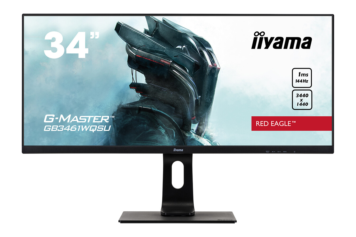 iiyama 34" UW Pro-Gaming, G-Master Red Eagle, 144Hz, IPS panel, 3440x1440 (21:9), Height Adjust. (13cm), 1ms (MPRT), 350cdm² HDR, FreeSync
