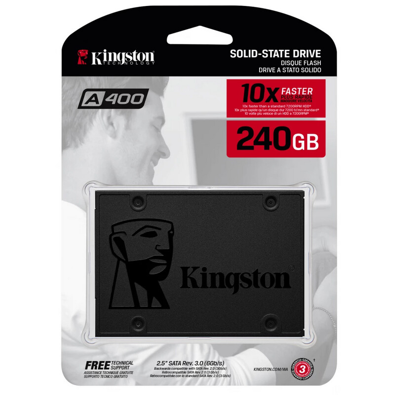 KINGSTON A400 240GB SSD, 2.5” 7mm, SATA 6 Gb/s, Read/Write: 500 / 350 MB/s