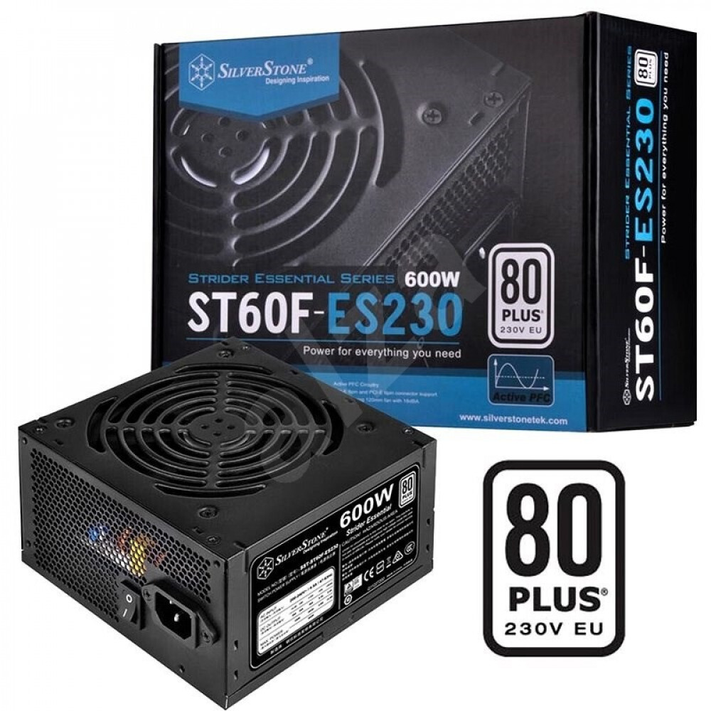 SilverStone Strider Series, 600W 80 Plus ATX PC Power Supply, Silent running 120mm fan