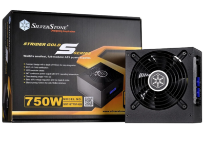 SilverStone Strider Gold S Series, 750W 80 Plus Gold ATX PC Power Supply, Low Noise 120mm, 100% modular