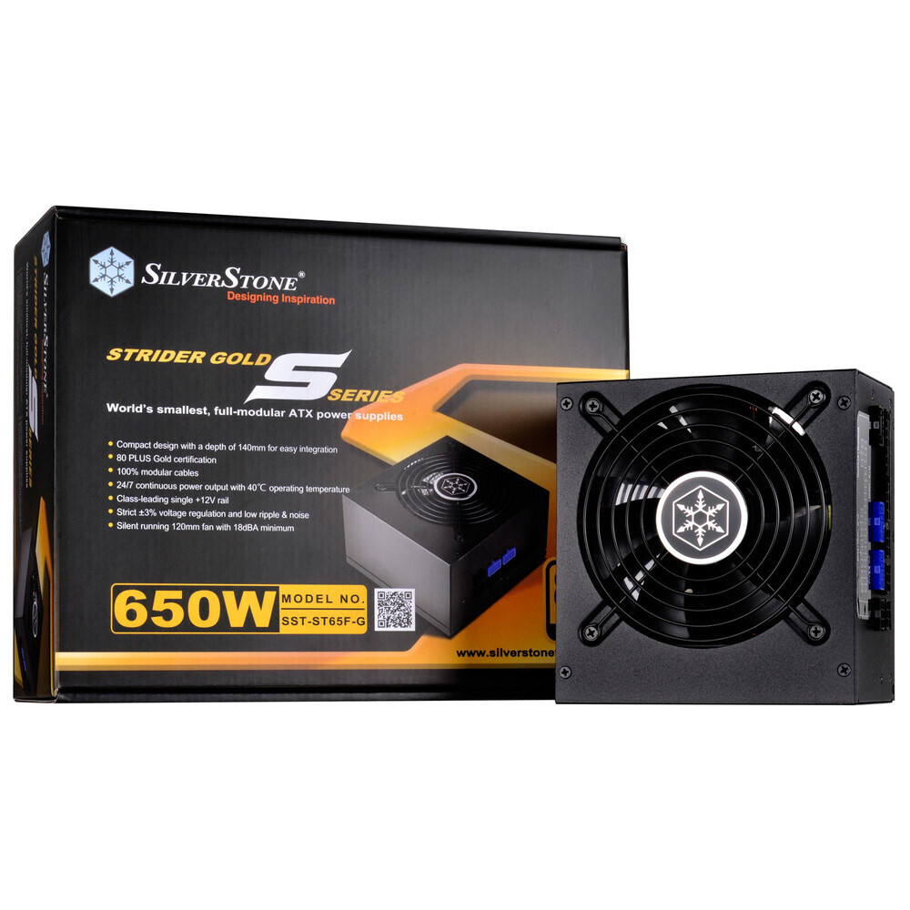 SilverStone Strider Gold S Series, 650W 80 Plus Gold ATX PC Power Supply, Low Noise 120mm, 100% modular